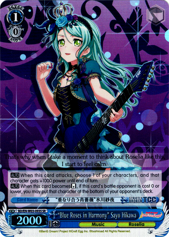 BD/EN-W03-093S "Blue Roses in Harmony" Sayo Hikawa (Foil) - Bang Dream Girls Band Party! MULTI LIVE English Weiss Schwarz Trading Card Game