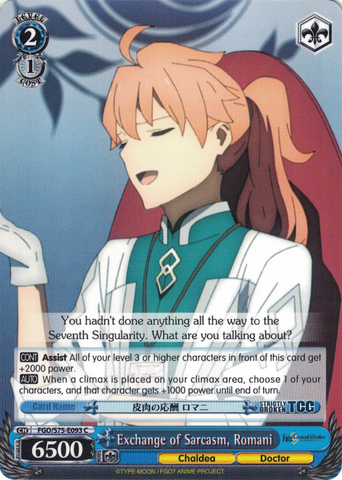 FGO/S75-E093 Exchange of Sarcasm, Romani - Fate/Grand Order Absolute Demonic Front: Babylonia English Weiss Schwarz Trading Card Game