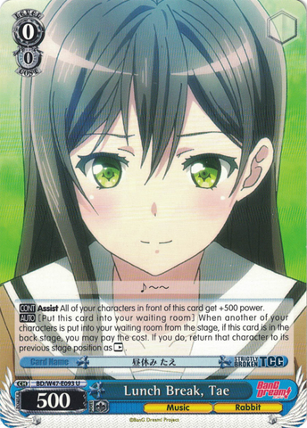 BD/W47-E093	Lunch Break, Tae - Bang Dream Vol.1 English Weiss Schwarz Trading Card Game