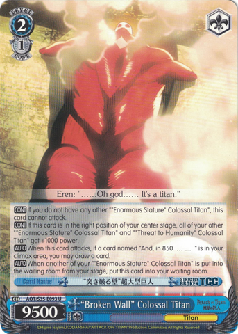 AOT/S35-E093 "Broken Wall" Colossal Titan - Attack On Titan Vol.1 English Weiss Schwarz Trading Card Game