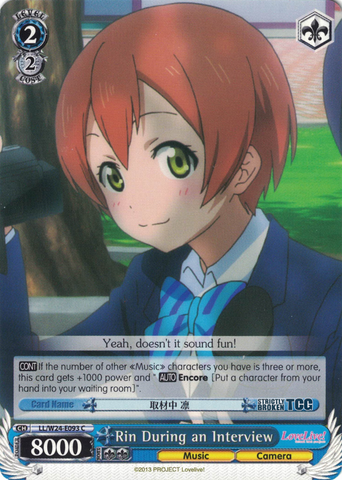 LL/W24-E093 Rin During an Interview - Love Live! English Weiss Schwarz Trading Card Game