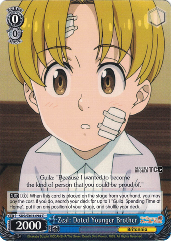 SDS/SX03-094 Zeal: Doted Younger Brother - The Seven Deadly Sins English Weiss Schwarz Trading Card Game