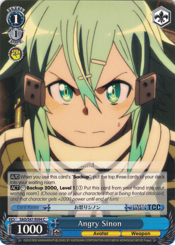SAO/S47-E094 Angry Sinon - Sword Art Online Re: Edit English Weiss Schwarz Trading Card Game