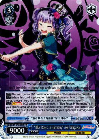 BD/EN-W03-096H "Blue Roses in Harmony" Ako Udagawa (Foil) - Bang Dream Girls Band Party! MULTI LIVE English Weiss Schwarz Trading Card Game