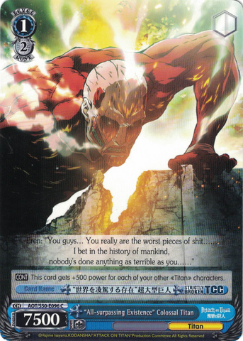 AOT/S50-E096 "All-surpassing Existence" Colossal Titan - Attack On Titan Vol.2 English Weiss Schwarz Trading Card Game