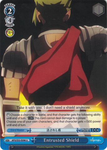 APO/S53-E096 Entrusted Shield - Fate/Apocrypha English Weiss Schwarz Trading Card Game