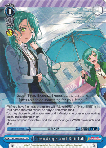 BD/W63-E097 Teardrops and Rainfall - Bang Dream Girls Band Party! Vol.2 English Weiss Schwarz Trading Card Game