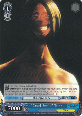 AOT/S35-E097 "Cruel Smile" Titan - Attack On Titan Vol.1 English Weiss Schwarz Trading Card Game