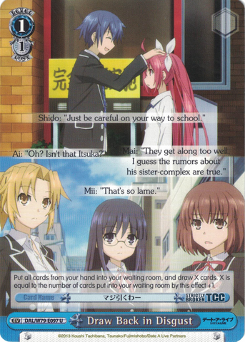 DAL/W79-E097 Draw Back in Disgust - Date A Live English Weiss Schwarz Trading Card Game