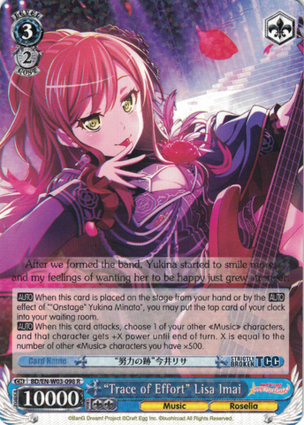 BD/EN-W03-098 "Trace of Effort" Lisa Imai - Bang Dream Girls Band Party! MULTI LIVE English Weiss Schwarz Trading Card Game