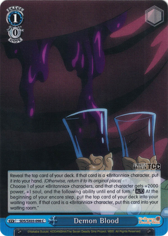 SDS/SX03-098 Demon Blood - The Seven Deadly Sins English Weiss Schwarz Trading Card Game