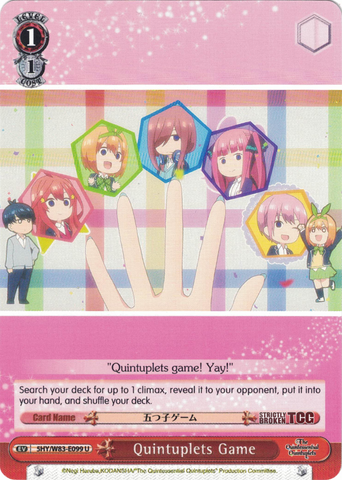 5HY/W83-E099 Quintuplets Game - The Quintessential Quintuplets English Weiss Schwarz Trading Card Game