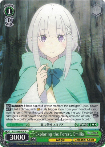 RZ/SE35-E09 Exploring the Forest, Emilia - Re:ZERO -Starting Life in Another World- The Frozen Bond English Weiss Schwarz Trading Card Game