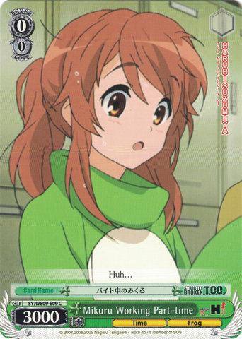 SY/WE09-E09 Mikuru Working Part-time - The Melancholy of Haruhi Suzumiya Extra Booster English Weiss Schwarz Trading Card Game