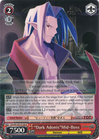 DG/EN-S03-E100 “Dark Adonis”Mid-Boss - Disgaea English Weiss Schwarz Trading Card Game