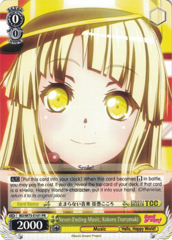 BD/W73-E101 Never-Ending Music, Kokoro Tsurumaki - Bang Dream Vol.2 English Weiss Schwarz Trading Card Game