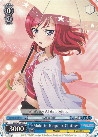 LL/EN-W01-101 Maki in Regular Clothes - Love Live! DX English Weiss Schwarz Trading Card Game
