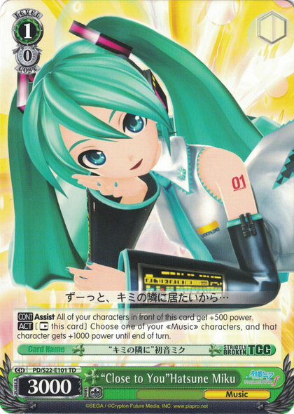 PD/S22-E101 "Close to You"Hatsune Miku - Hatsune Miku -Project DIVA- ƒ Trial Deck English Weiss Schwarz Trading Card Game