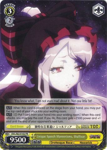 OVL/S62-E102 Unique Speech Mannerisms, Shalltear - Nazarick: Tomb of the Undead English Weiss Schwarz Trading Card Game