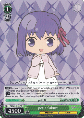 FS/S64-E102 petit Sakura - Fate/Stay Night Heaven's Feel Vol.1 English Weiss Schwarz Trading Card Game