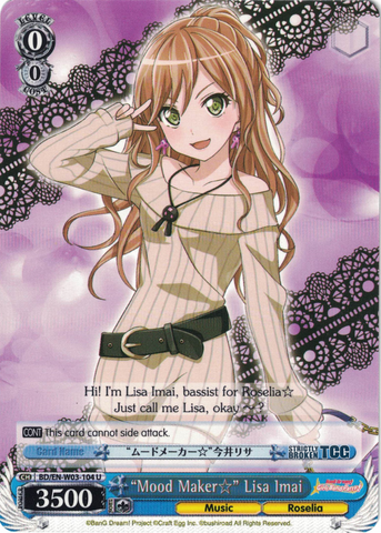 BD/EN-W03-104 "Mood Maker☆" Lisa Imai - Bang Dream Girls Band Party! MULTI LIVE English Weiss Schwarz Trading Card Game