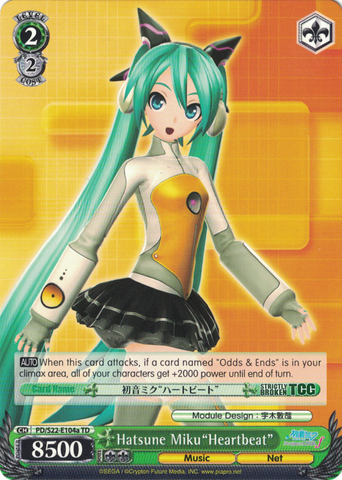PD/S22-E104a Hatsune Miku"Heartbeat" - Hatsune Miku -Project DIVA- ƒ Trial Deck English Weiss Schwarz Trading Card Game