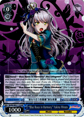 BD/EN-W03-111H "Blue Roses in Harmony" Yukina Minato (Foil) - Bang Dream Girls Band Party! MULTI LIVE English Weiss Schwarz Trading Card Game
