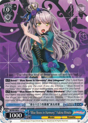 BD/EN-W03-111 "Blue Roses in Harmony" Yukina Minato - Bang Dream Girls Band Party! MULTI LIVE English Weiss Schwarz Trading Card Game