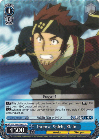 SAO/S47-E117 Intense Spirit, Klein - Sword Art Online Re: Edit English Weiss Schwarz Trading Card Game