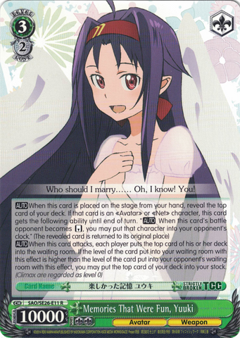 SAO/SE26-E11 Memories That Were Fun, Yuuki - Sword Art Online Ⅱ Vol.2 Extra Booster English Weiss Schwarz Trading Card Game