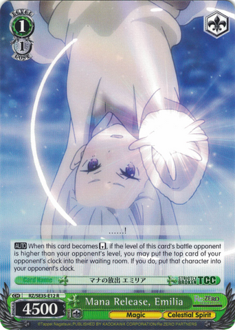 RZ/SE35-E12 Mana Release, Emilia - Re:ZERO -Starting Life in Another World- The Frozen Bond English Weiss Schwarz Trading Card Game