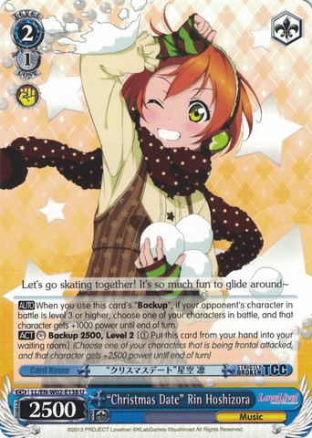 LL/EN-W02-E138 “Christmas Date” Rin Hoshizora - Love Live! DX Vol.2 English Weiss Schwarz Trading Card Game