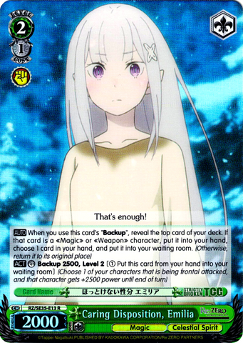 RZ/SE35-E13 Caring Disposition, Emilia (Foil) - Re:ZERO -Starting Life in Another World- The Frozen Bond English Weiss Schwarz Trading Card Game