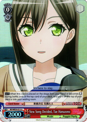 BD/WE35-E13 New Song Decided, Tae Hanazono (Foil) - Bang Dream! Poppin' Party X Roselia Extra Booster Weiss Schwarz English Trading Card Game