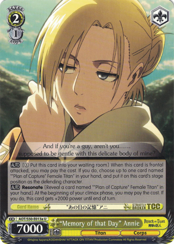 AOT/S50-E013a "Memory of that Day" Annie - Attack On Titan Vol.2 English Weiss Schwarz Trading Card Game