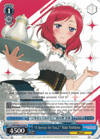 LL/EN-W02-E152 “A Service for You♪” Maki Nishikino - Love Live! DX Vol.2 English Weiss Schwarz Trading Card Game