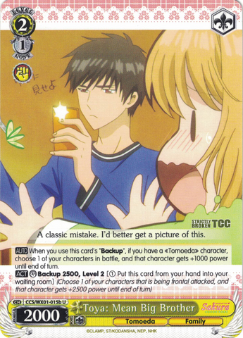 CCS/WX01-015b Toya: Mean Big Brother - Cardcaptor Sakura English Weiss Schwarz Trading Card Game