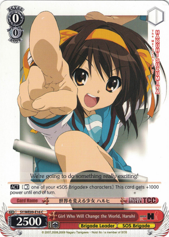 SY/WE09-E16 Girl Who Will Change the World, Haruhi - The Melancholy of Haruhi Suzumiya Extra Booster English Weiss Schwarz Trading Card Game