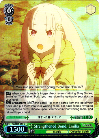 RZ/SE35-E17 Strengthened Bond, Emilia (Foil) - Re:ZERO -Starting Life in Another World- The Frozen Bond English Weiss Schwarz Trading Card Game