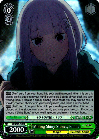 RZ/SE35-E18 Mining Shiny Stones, Emilia (Foil) - Re:ZERO -Starting Life in Another World- The Frozen Bond English Weiss Schwarz Trading Card Game