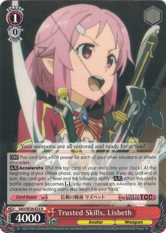 SAO/SE26-E23 Trusted Skills, Lisbeth - Sword Art Online Ⅱ Vol.2 Extra Booster English Weiss Schwarz Trading Card Game