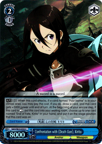 SAO/SE23-E33 Confrontation with 《Death Gun》, Kirito (Foil) - Sword Art Online II Extra Booster English Weiss Schwarz Trading Card Game