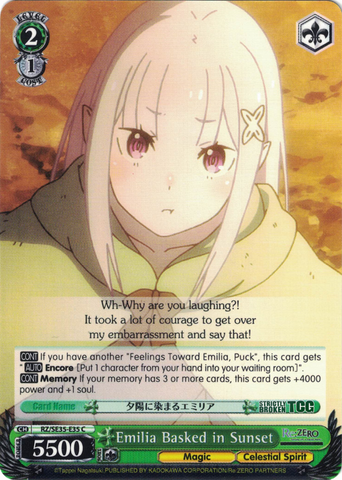 RZ/SE35-E35 Emilia Basked in Sunset - Re:ZERO -Starting Life in Another World- The Frozen Bond English Weiss Schwarz Trading Card Game