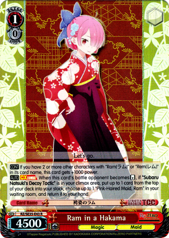 RZ/SE35-E43 Ram in a Hakama (Foil) - Re:ZERO -Starting Life in Another World- The Frozen Bond English Weiss Schwarz Trading Card Game