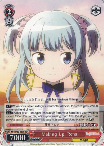 MR/W80-TE08 Making Up, Rena - TV Anime "Magia Record: Puella Magi Madoka Magica Side Story" Trial Deck English Weiss Schwarz Trading Card Game