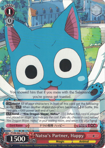 FT/EN-S02-T13 Natsu's Partner, Happy - Fairy Tail Trial Deck English Weiss Schwarz Trading Card Game