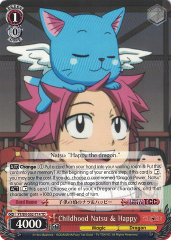 FT/EN-S02-T14 Childhood Natsu & Happy - Fairy Tail Trial Deck English Weiss Schwarz Trading Card Game