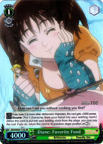 SDS/SX03-T15S Diane: Favorite Food (Foil) - The Seven Deadly Sins English Weiss Schwarz Trading Card Game