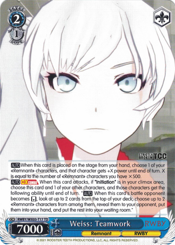 RWBY/WX03-T17 Weiss: Teamwork - RWBY Trial Deck English Weiss Schwarz Trading Card Game