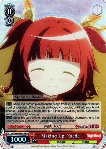 MR/W80-TE01R Making Up, Kaede (Foil) - TV Anime "Magia Record: Puella Magi Madoka Magica Side Story" English Weiss Schwarz Trading Card Game